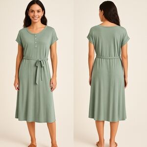 Zesica XL Tee Shirt Belted Henley  Midi Dress Euc